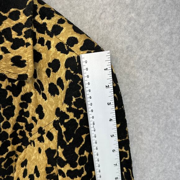 Lovely Jacket Womens Size 12 Tan Black Polyester Blend Leopard Print Button Up - Picture 12 of 13
